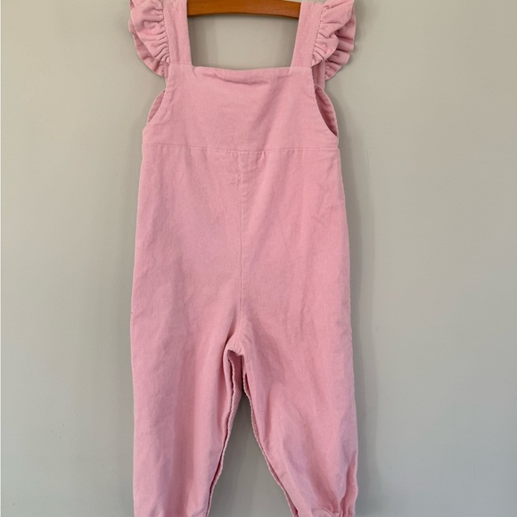 Pink Ruffled Kids Overalls - Picture 2 of 5